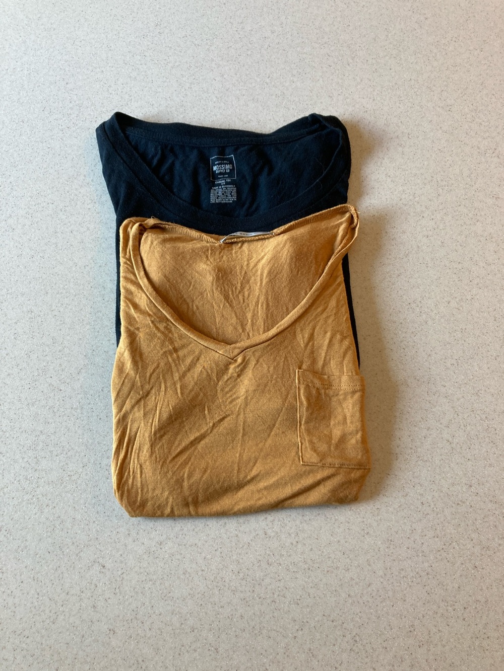 Two T Shirts Mossimo/Active Basic Women Size Small Black and Mustard
